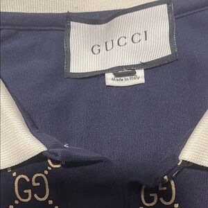 Gucci Dark Blue Polo with Logo Accents